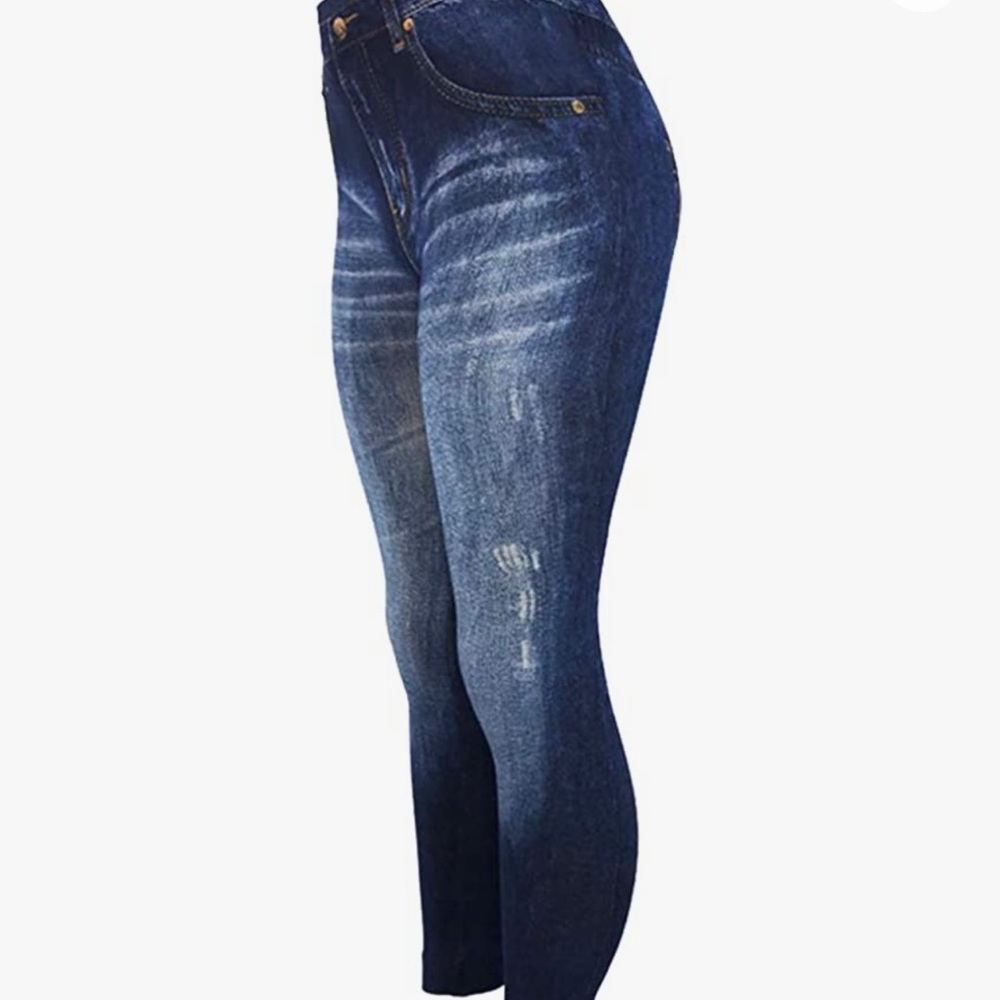 Fake jean leggings one size